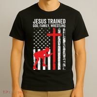 Jesus Trained Christian Wrestler Wrestling T-Shirt thumb 3