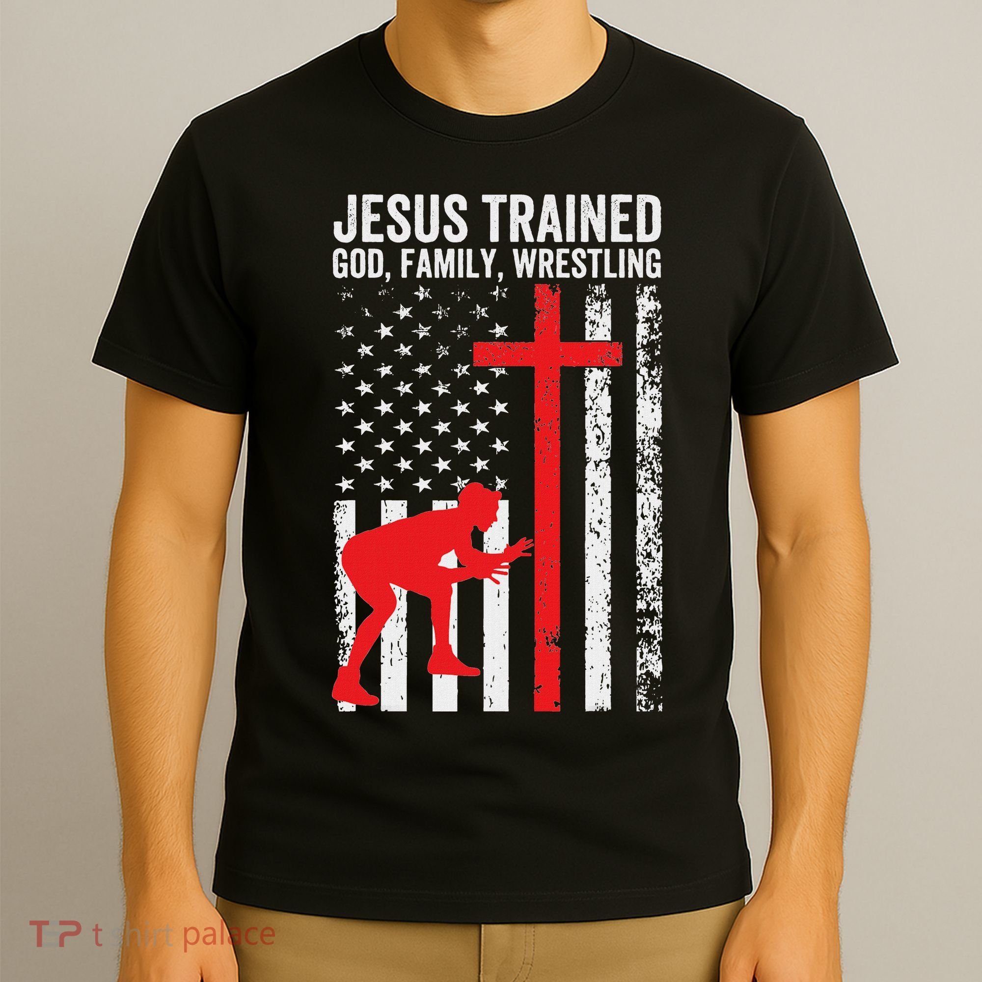 Jesus Trained Christian Wrestler Wrestling T-Shirt