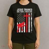 Jesus Trained Christian Wrestler Wrestling T-Shirt thumb 4