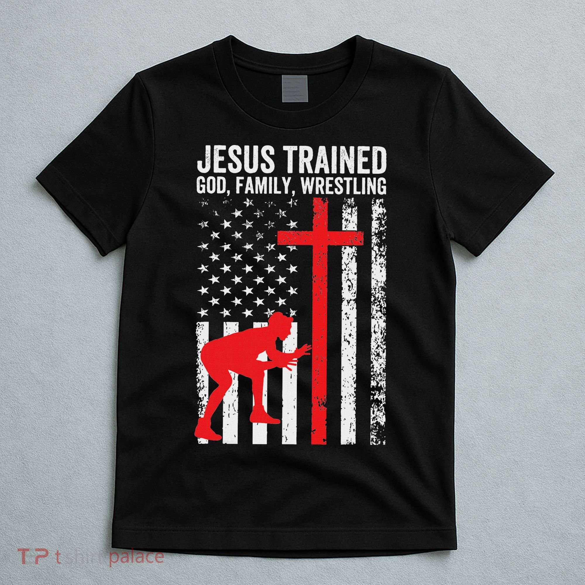 Jesus Trained Christian Wrestler Wrestling T-Shirt