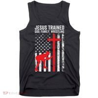 Jesus Trained Christian Wrestler Wrestling Tank Top thumb 0