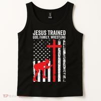 Jesus Trained Christian Wrestler Wrestling Tank Top thumb 2