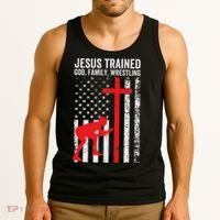 Jesus Trained Christian Wrestler Wrestling Tank Top thumb 3