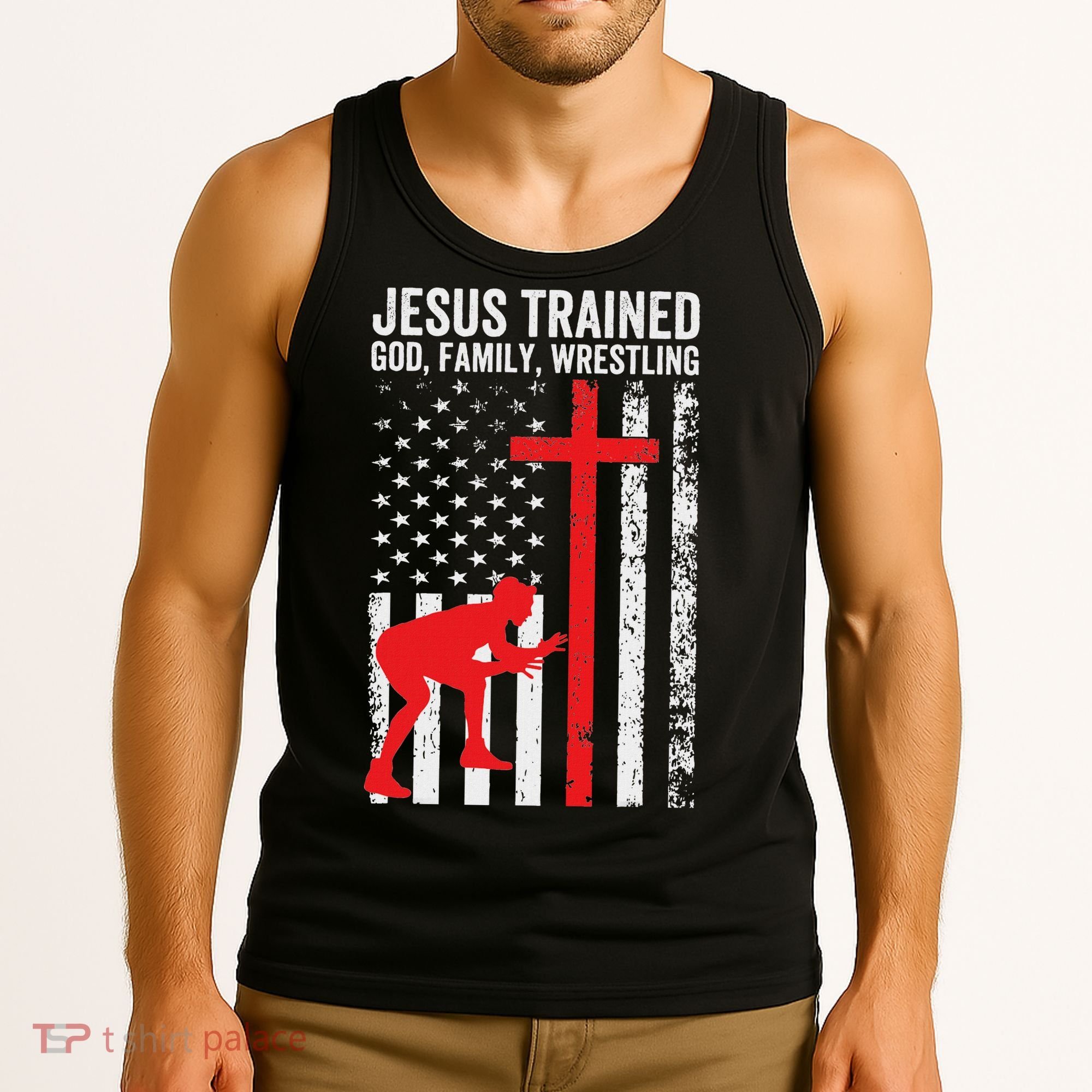 Jesus Trained Christian Wrestler Wrestling Tank Top