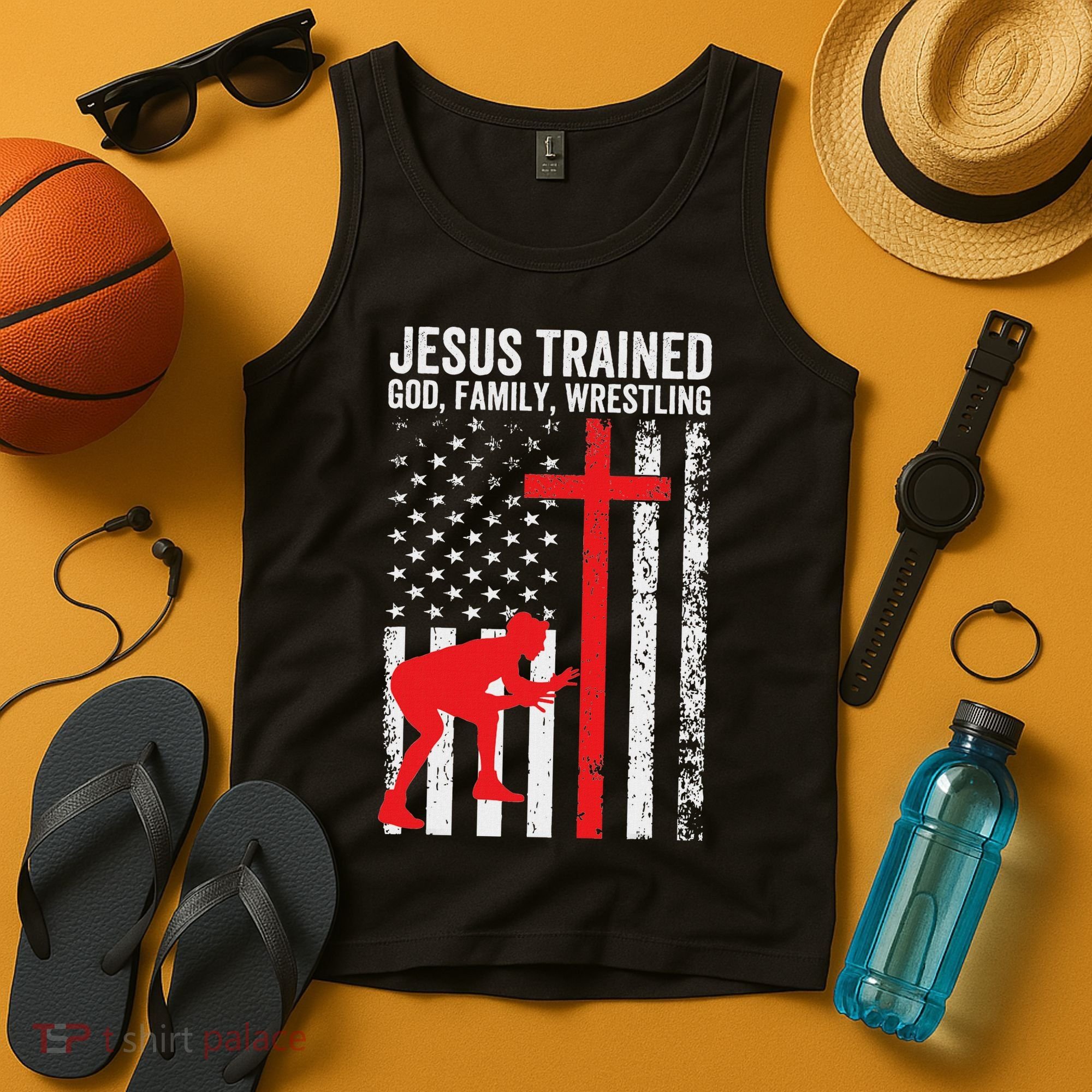 Jesus Trained Christian Wrestler Wrestling Tank Top