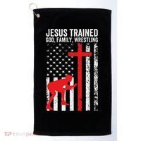 Jesus Trained Christian Wrestler Wrestling Golf Towel thumb 0
