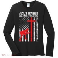 Jesus Trained Christian Wrestler Wrestling Women's Long Sleeve Shirt thumb 0
