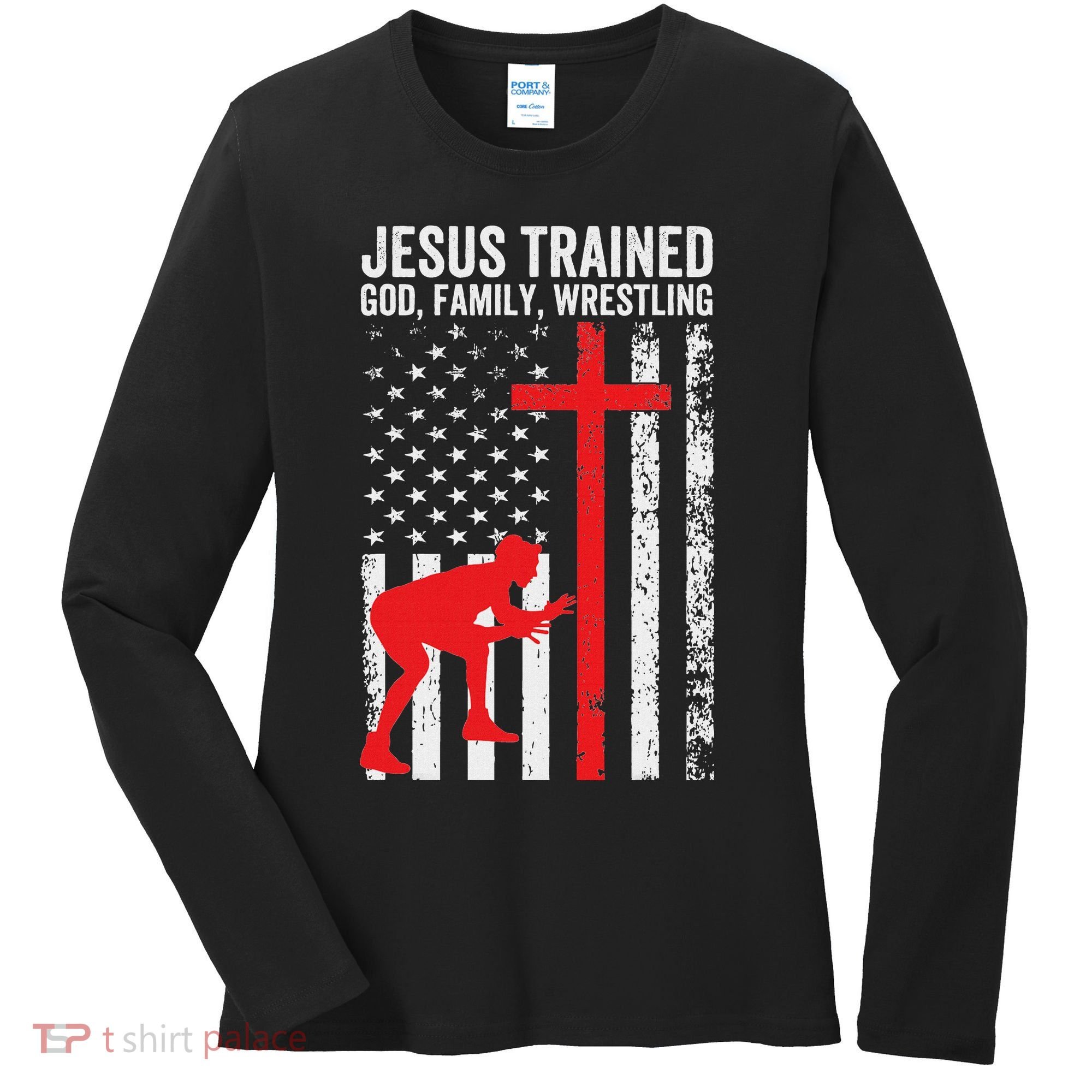 Jesus Trained Christian Wrestler Wrestling Women's Long Sleeve Shirt
