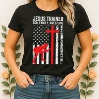 Jesus Trained Christian Wrestler Wrestling Women's T-Shirt thumb 2
