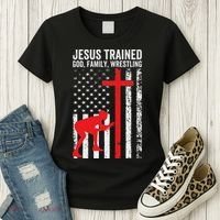 Jesus Trained Christian Wrestler Wrestling Women's T-Shirt thumb 3