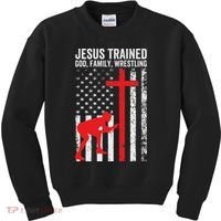 Jesus Trained Christian Wrestler Wrestling Kids Sweatshirt thumb 0