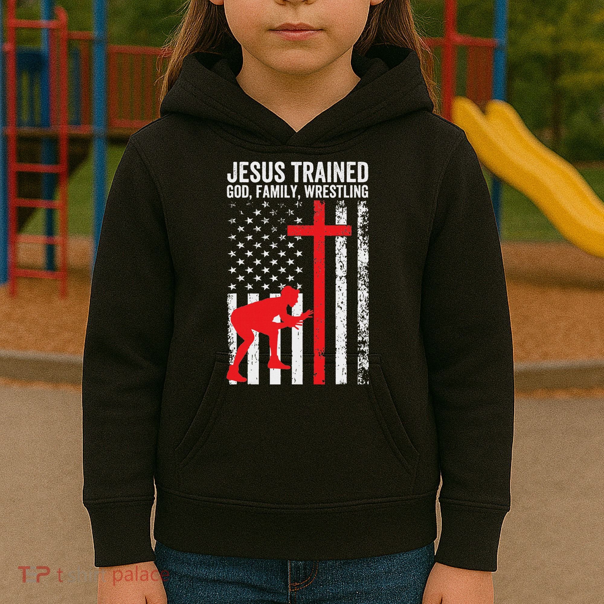 Jesus Trained Christian Wrestler Wrestling Kids Hoodie