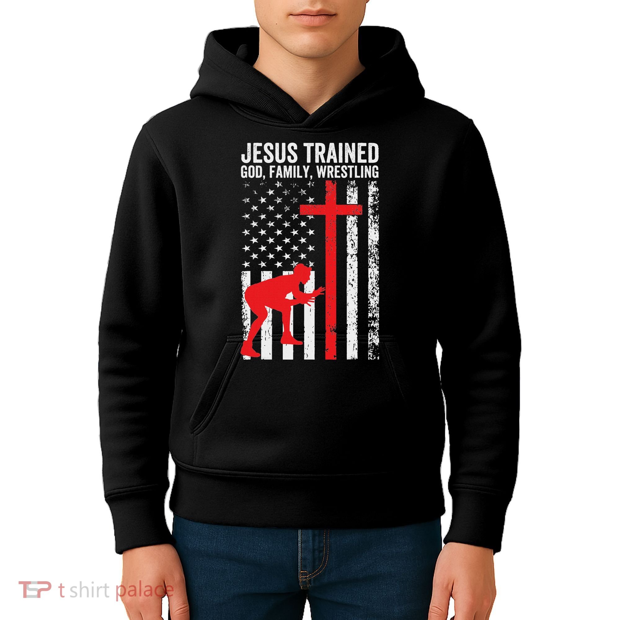 Jesus Trained Christian Wrestler Wrestling Kids Hoodie