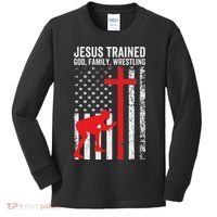 Jesus Trained Christian Wrestler Wrestling Kids Long Sleeve Shirt thumb 0