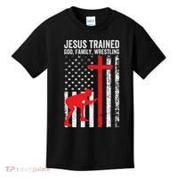 Jesus Trained Christian Wrestler Wrestling Kids T-Shirt thumb 0