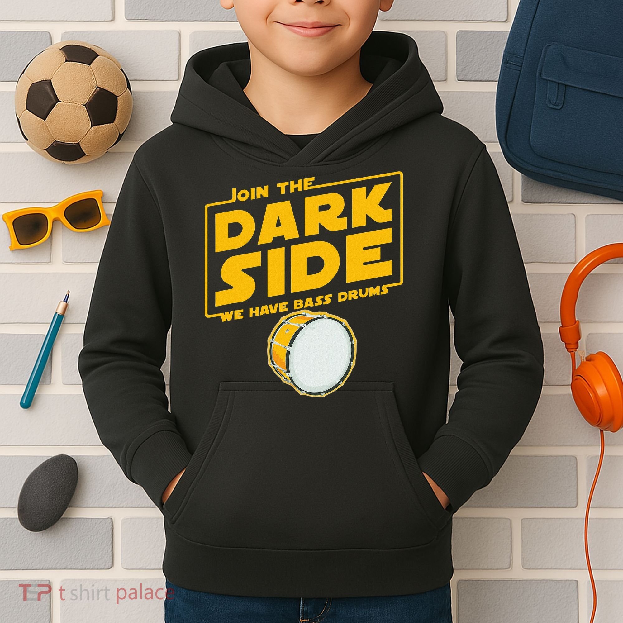 Join The Dark Side Bass Drum Player Kids Hoodie