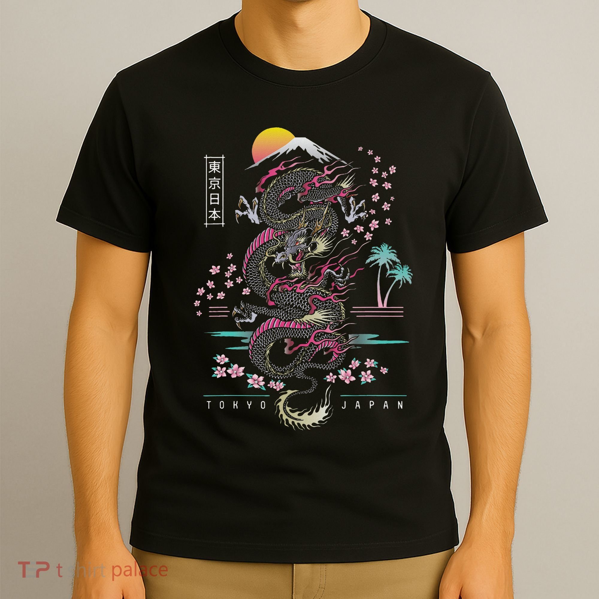 Japanese Tokyo Dragon Asian Inspired Retro 80’s Style T-Shirt
