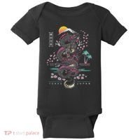 Japanese Tokyo Dragon Asian Inspired Retro 80’s Style Baby Bodysuit thumb 0