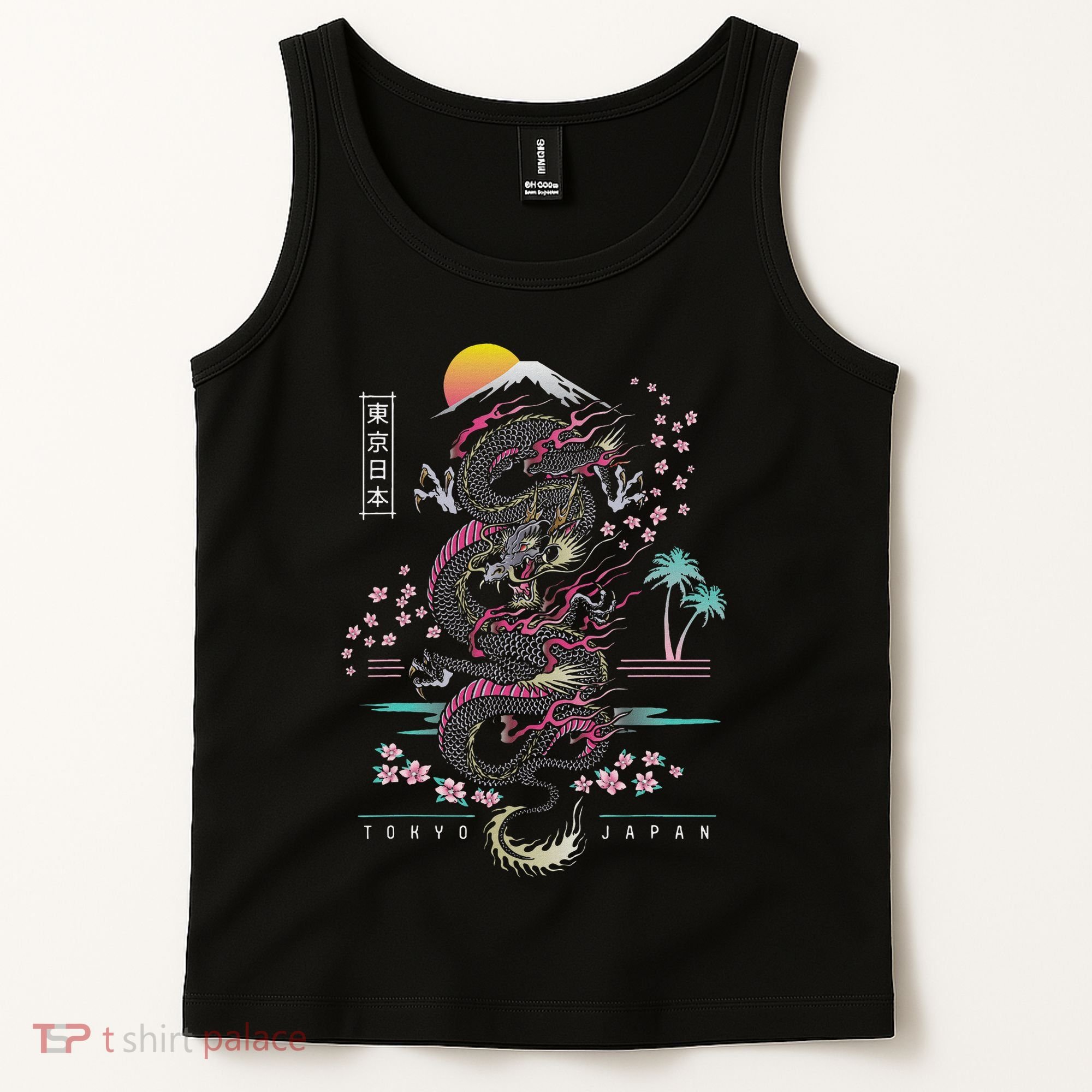 Japanese Tokyo Dragon Asian Inspired Retro 80’s Style Tank Top