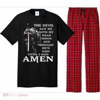 Jesus The Devil Saw Me With My Head Down Pajama Set thumb 0