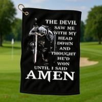 Jesus The Devil Saw Me With My Head Down Golf Towel thumb 1