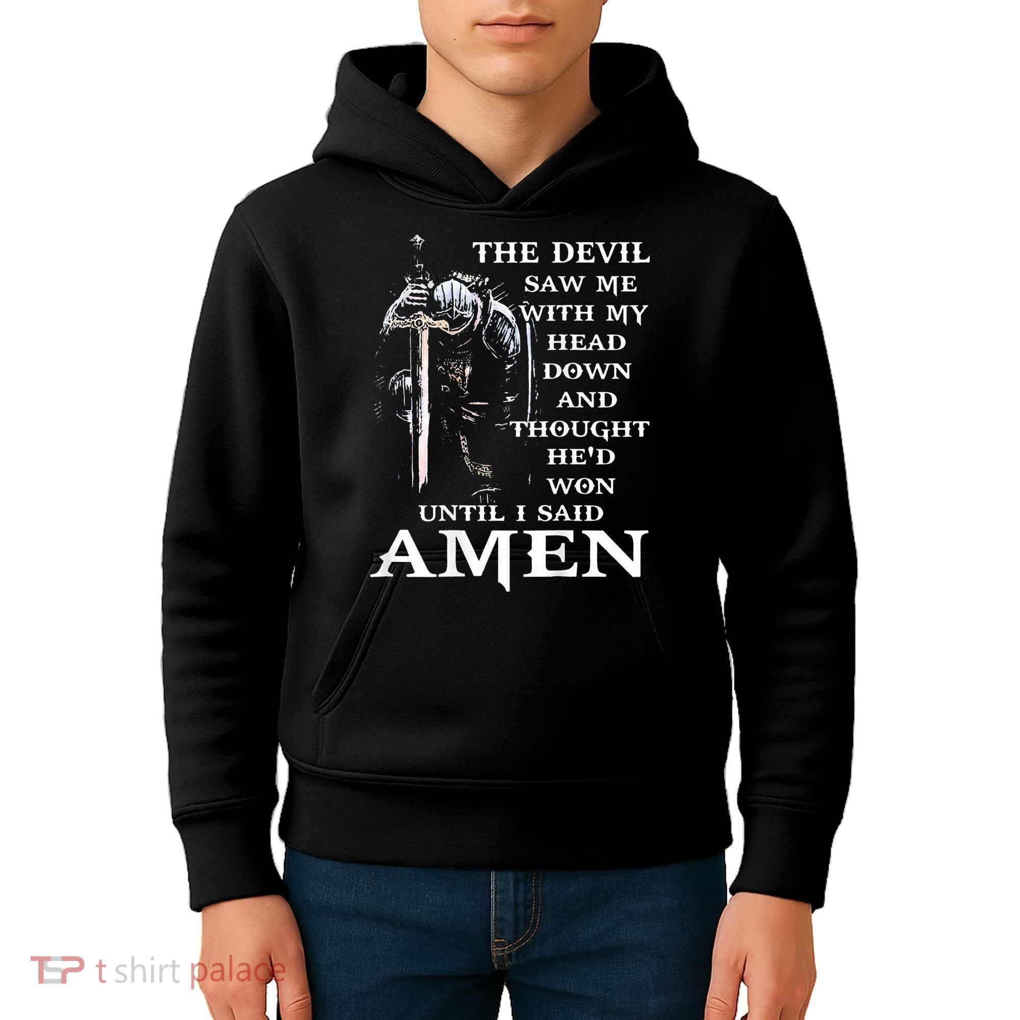 Jesus The Devil Saw Me With My Head Down Kids Hoodie