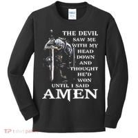 Jesus The Devil Saw Me With My Head Down Kids Long Sleeve Shirt thumb 0