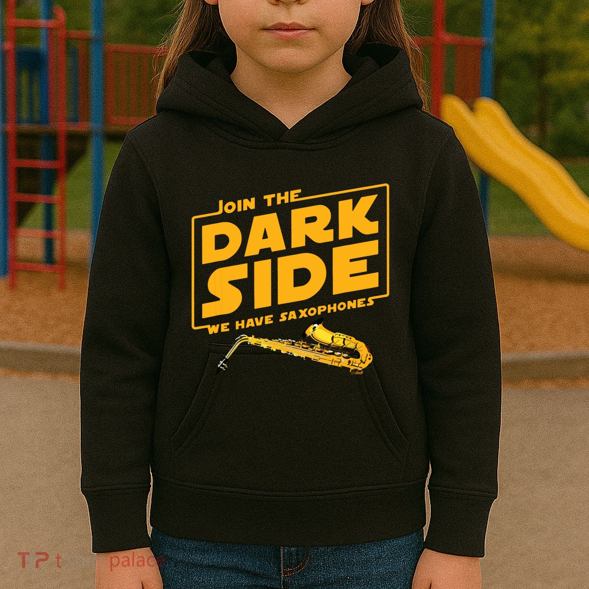 Join The Dark Side Saxophone Player Kids Hoodie