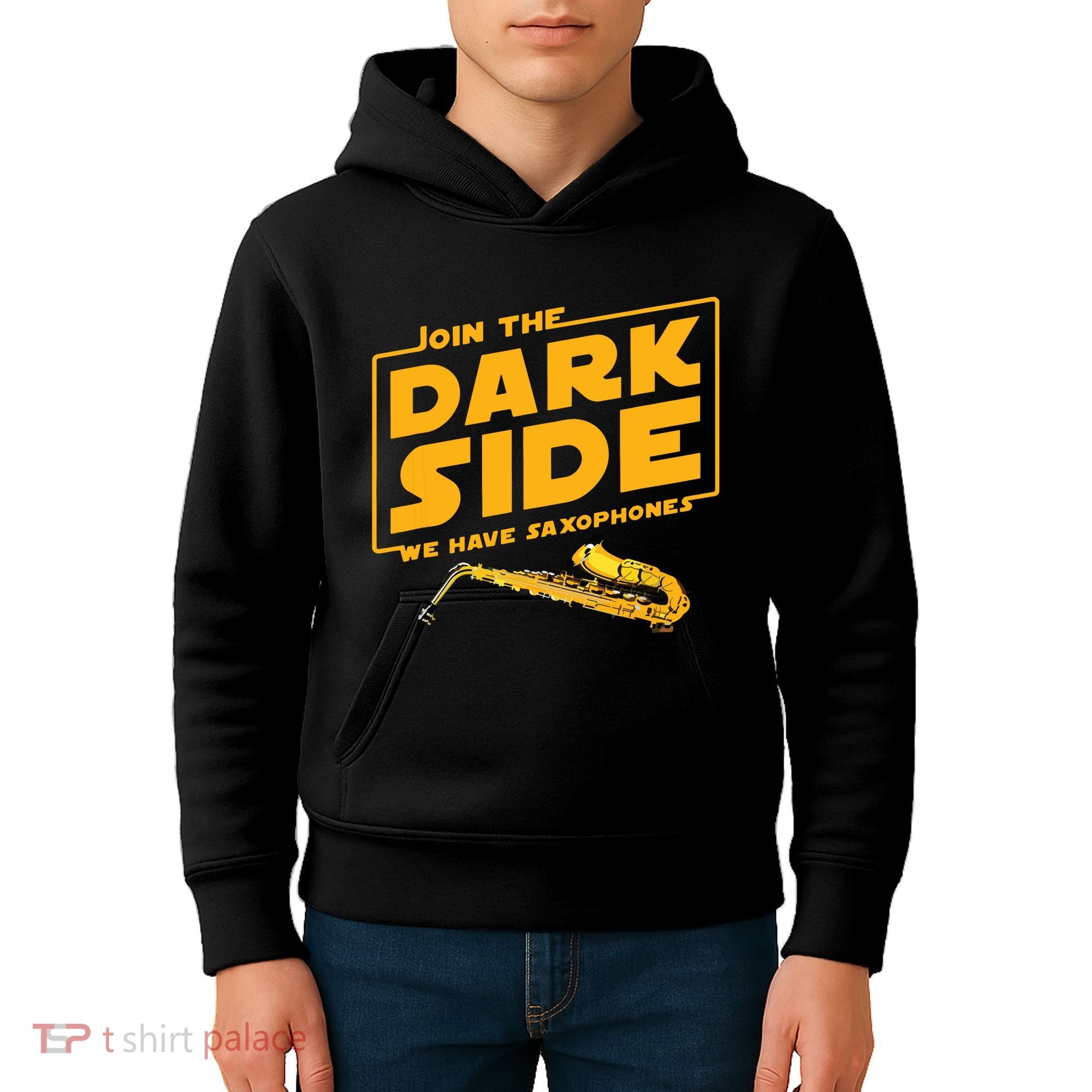 Join The Dark Side Saxophone Player Kids Hoodie