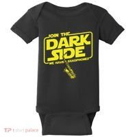 Join The Dark Side We Have Saxophones Saxophonist Jazz Baby Bodysuit thumb 0