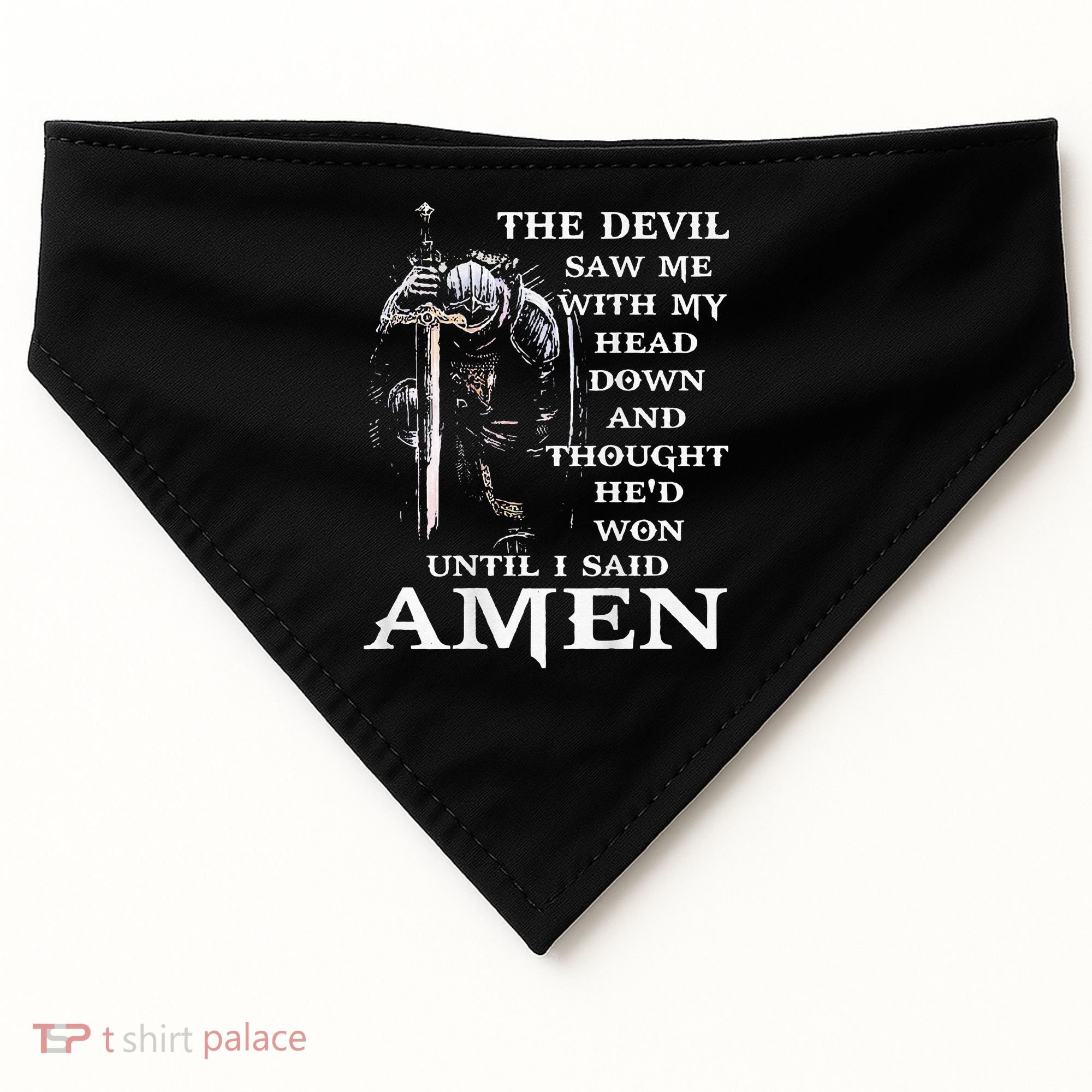 Jesus The Devil Saw Me With My Head Down (on back) USA-Made Doggie Bandana
