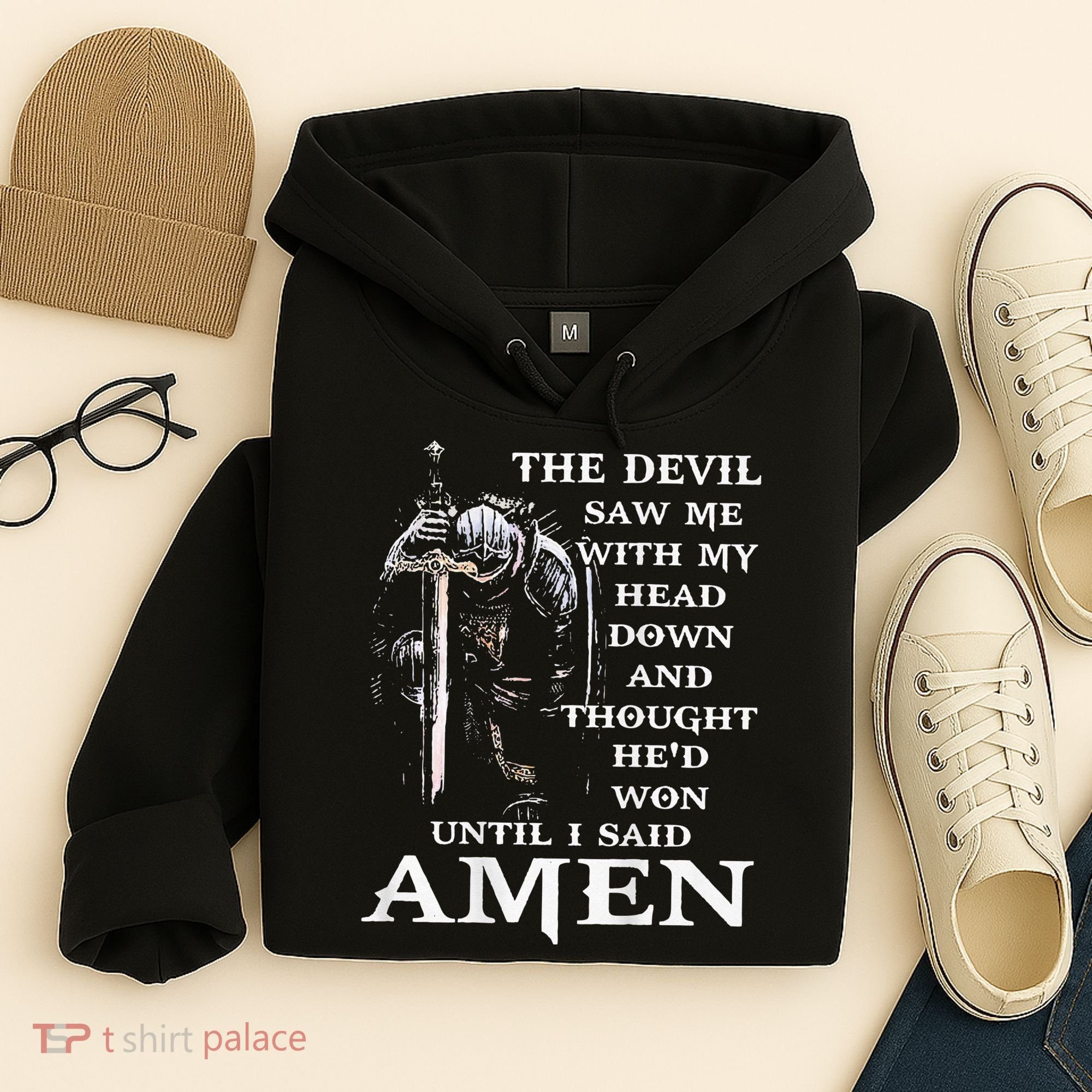 Jesus The Devil Saw Me With My Head Down (on back) Hoodie