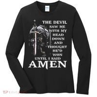 Jesus The Devil Saw Me With My Head Down (on back) Women's Long Sleeve Shirt thumb 0