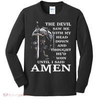 Jesus The Devil Saw Me With My Head Down (on back) Kids Long Sleeve Shirt thumb 0