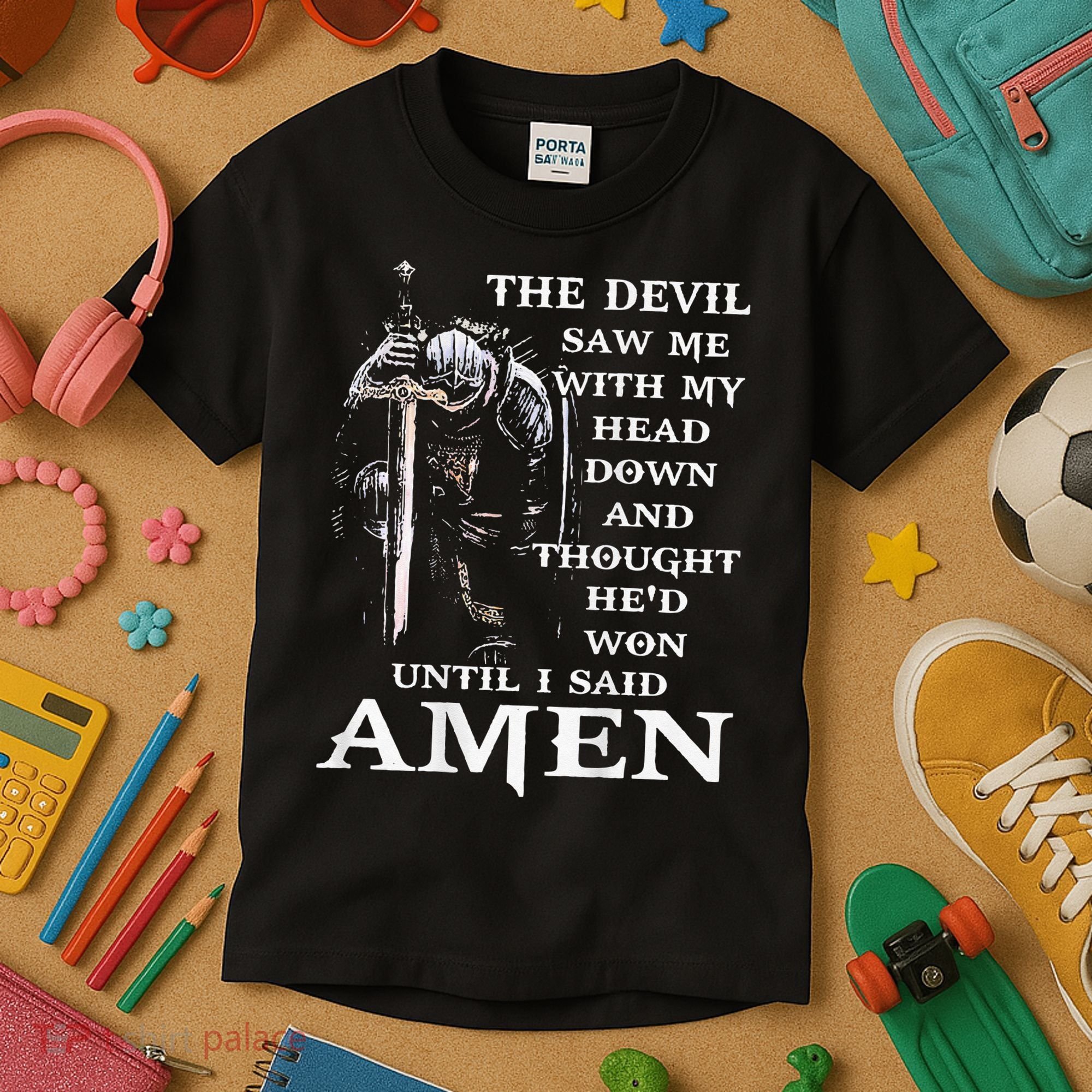 Jesus The Devil Saw Me With My Head Down (on back) Kids T-Shirt