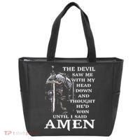 Jesus The Devil Saw Me With My Head Down (on back) Tote Bag thumb 0