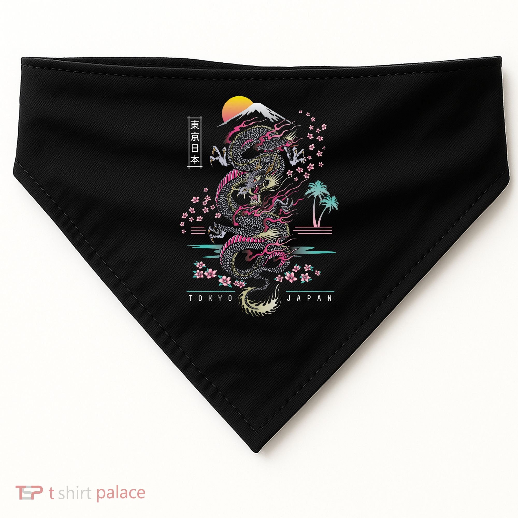 Japanese Tokyo Dragon Asian Inspired Retro 80’S Style USA-Made Doggie Bandana