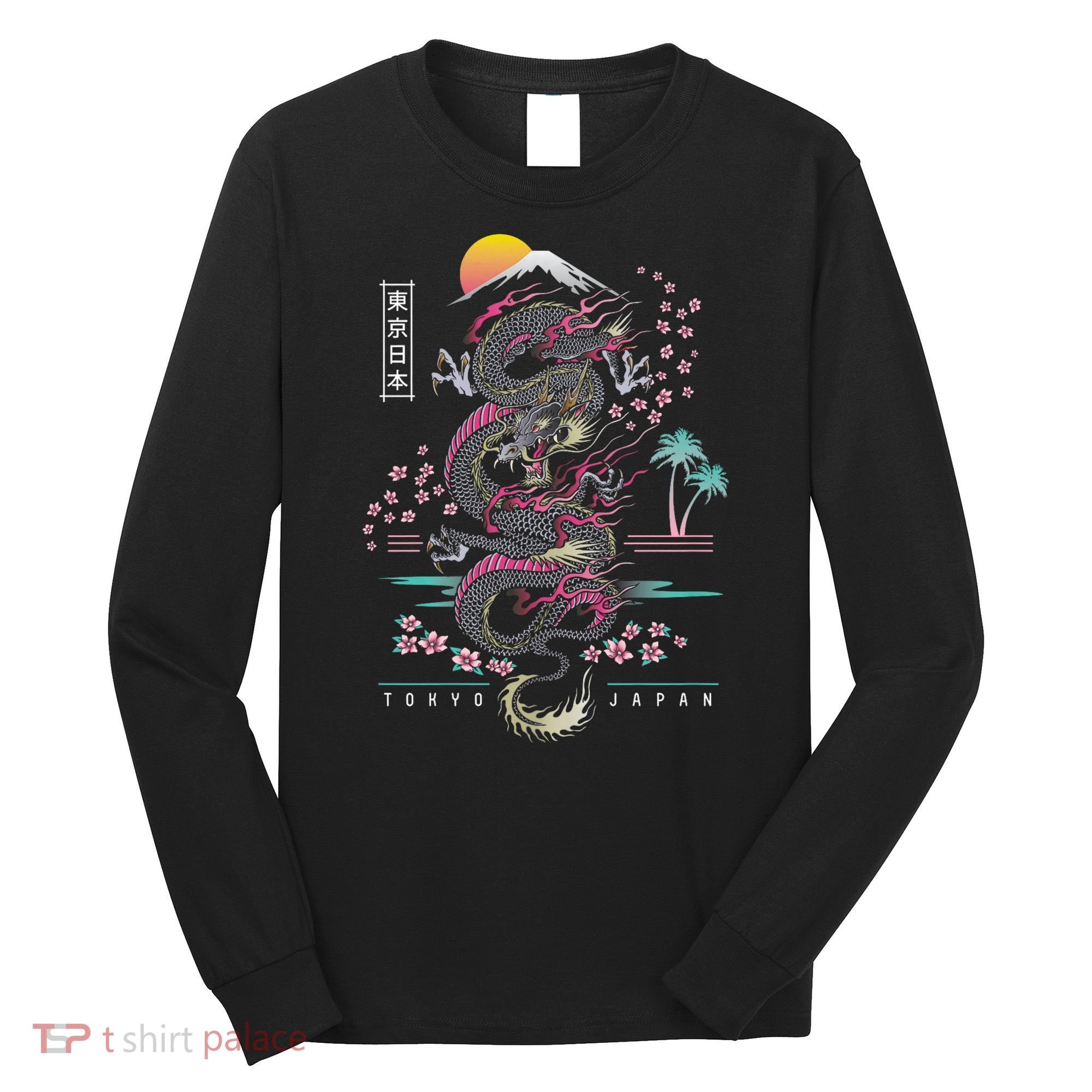 Japanese Tokyo Dragon Asian Inspired Retro 80’S Style Long Sleeve Shirt