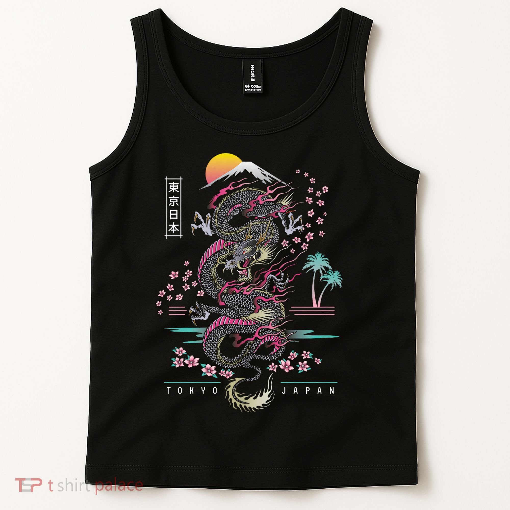 Japanese Tokyo Dragon Asian Inspired Retro 80’S Style Tank Top