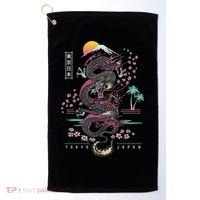 Japanese Tokyo Dragon Asian Inspired Retro 80’S Style Golf Towel thumb 0