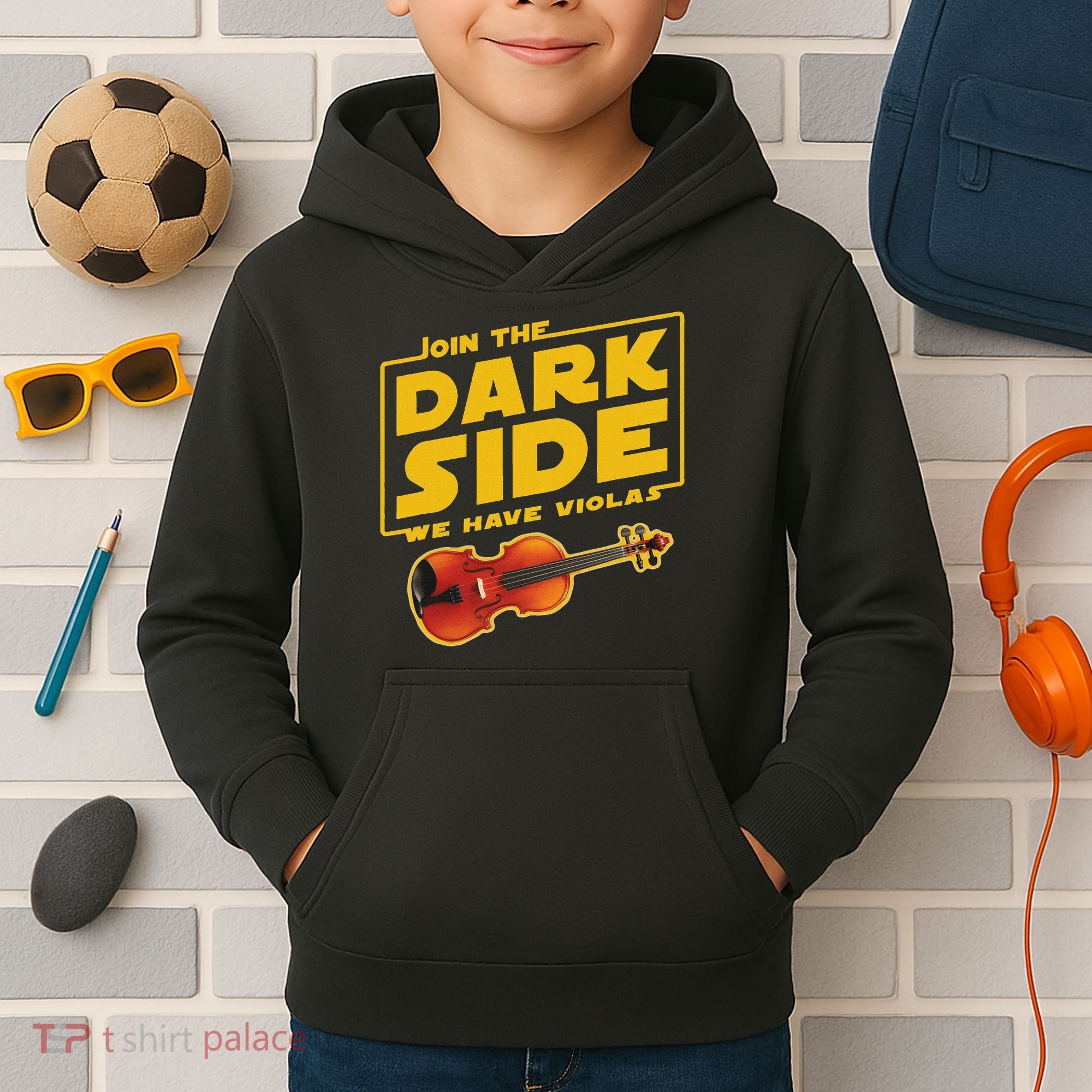 Join The Dark Side Viola Player Kids Hoodie