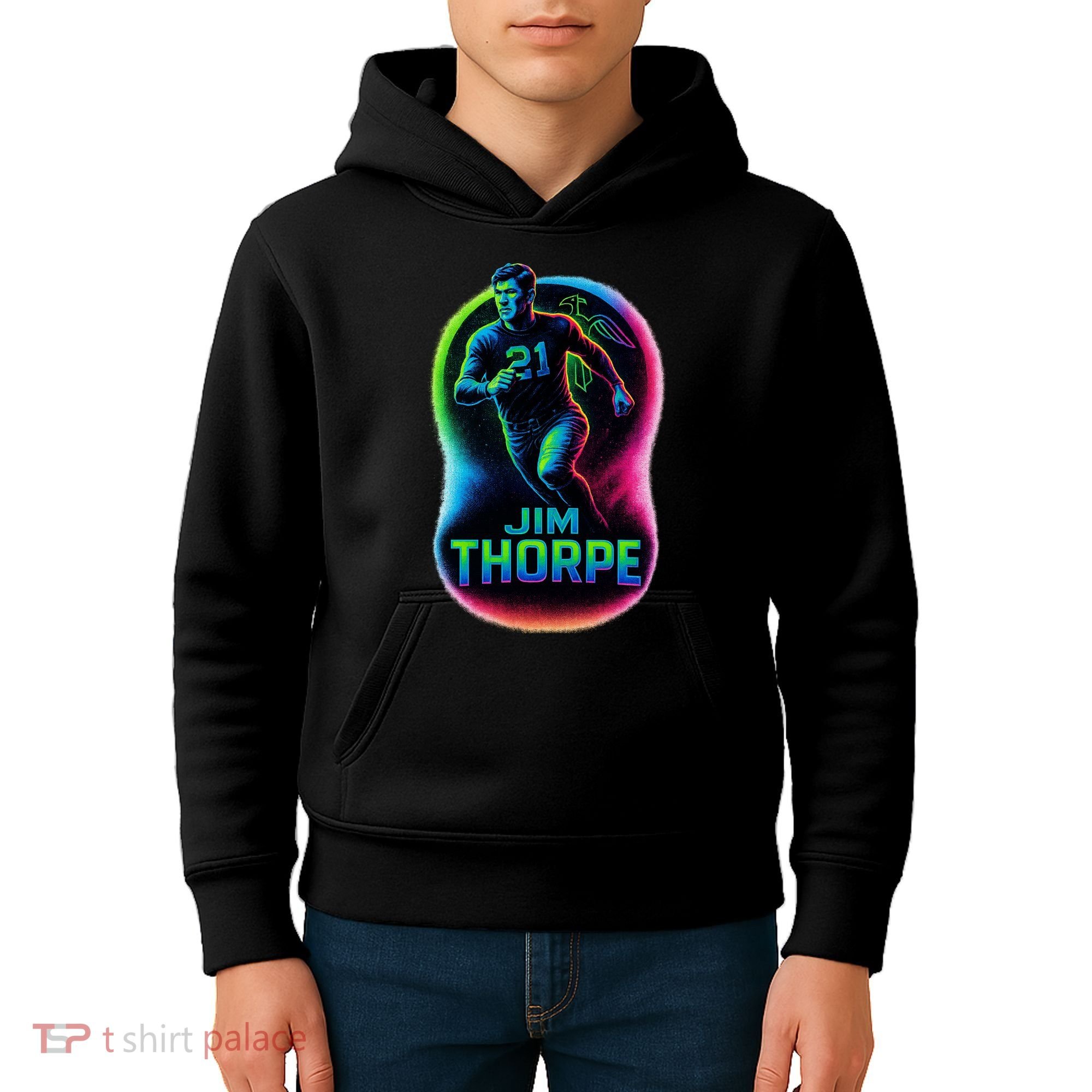 Jim Thorpe Epic Neon Pose Kids Hoodie