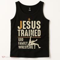Jesus Trained God Family Wrestling Christian Wrestler Faith Tank Top thumb 2