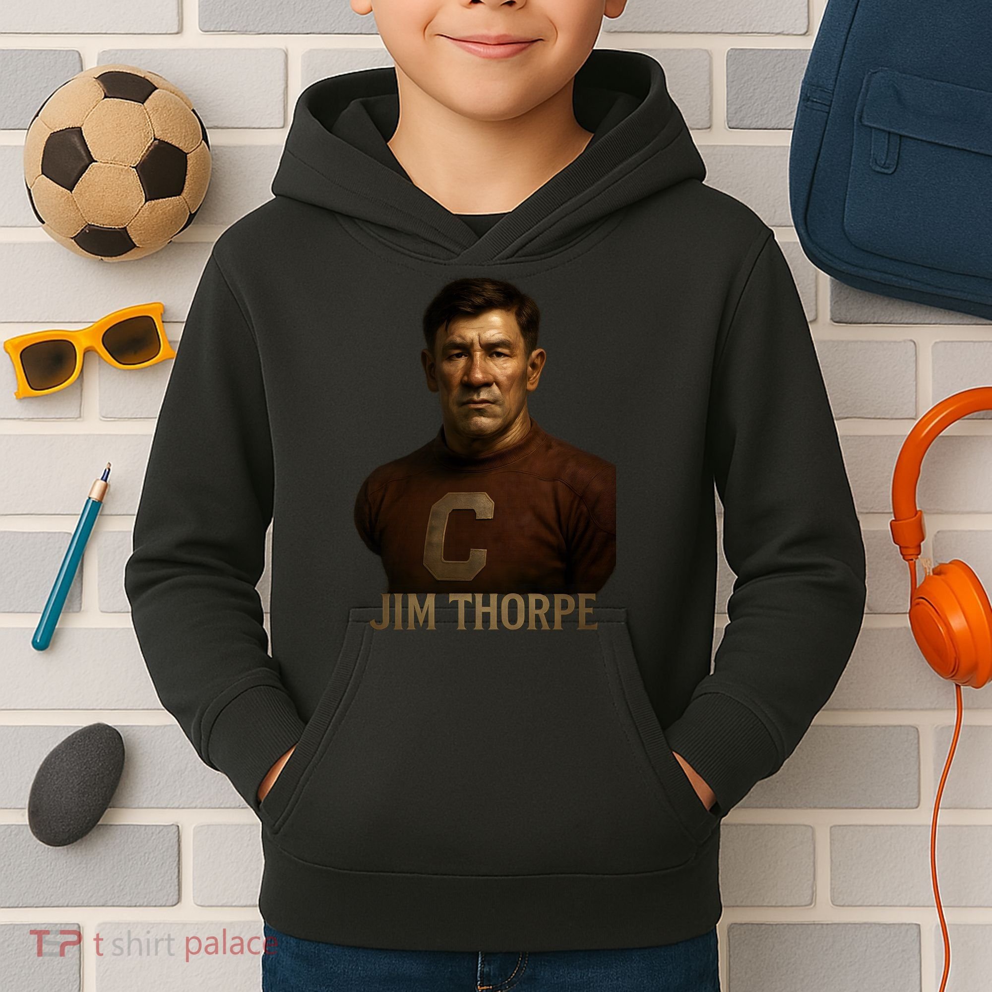 Jim Thorpe Hyper Realistic Digital Art Kids Hoodie