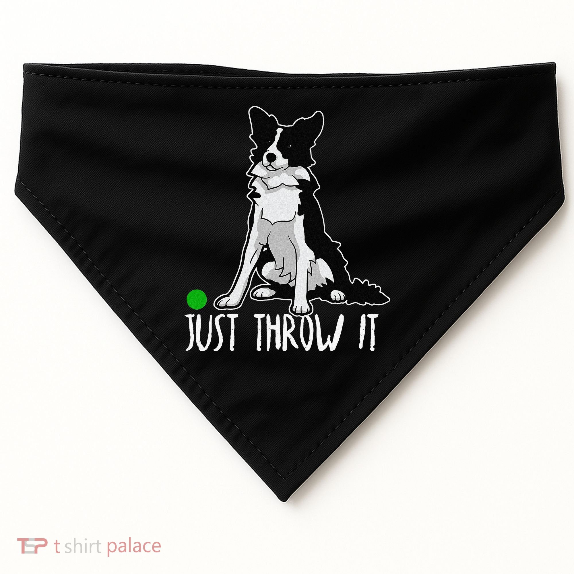 Just Throw It Funny Border Collie Dog Lover USA-Made Doggie Bandana