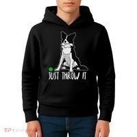 Just Throw It Funny Border Collie Dog Lover Kids Hoodie thumb 4