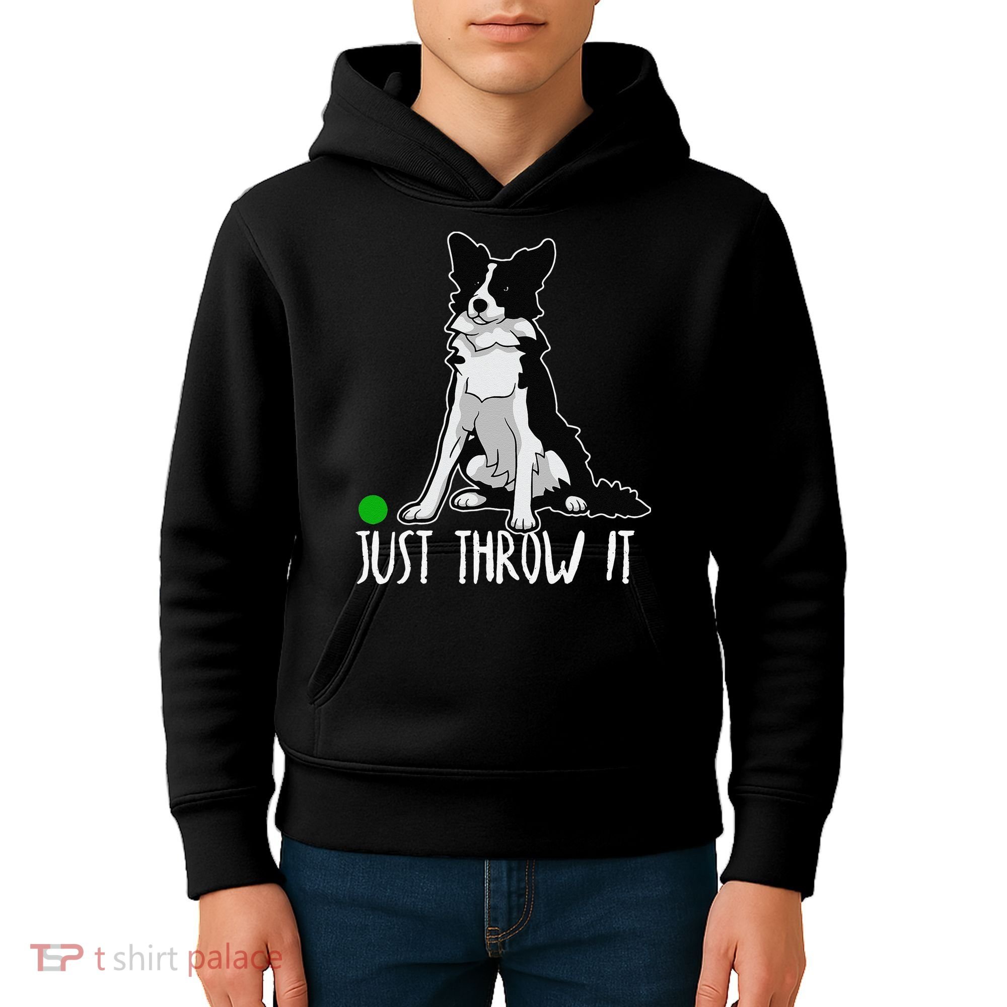 Just Throw It Funny Border Collie Dog Lover Kids Hoodie