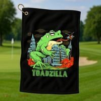 Japanese Toadzilla Monster Frog Attack Golf Towel thumb 1
