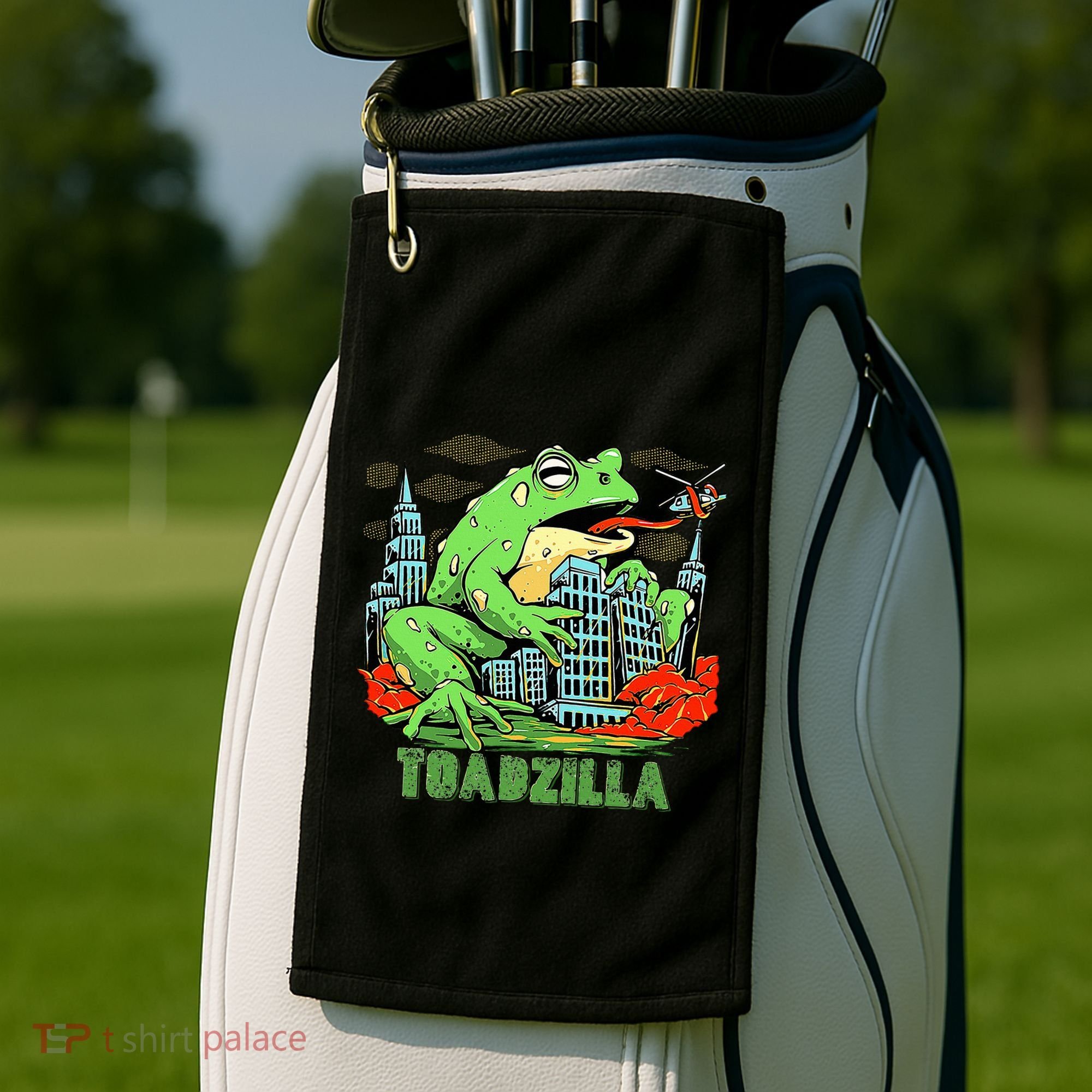 Japanese Toadzilla Monster Frog Attack Golf Towel