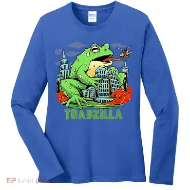 Japanese Toadzilla Monster Frog Attack Women's Long Sleeve Shirt